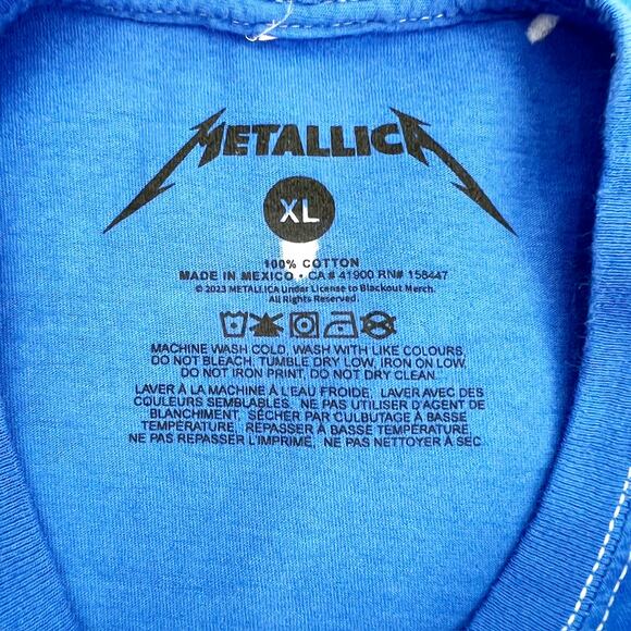 Metallica Unisex Blue Tie Dye Master of Puppets Graphic T Shirt Tee Top Size XL - Picture 3 of 3